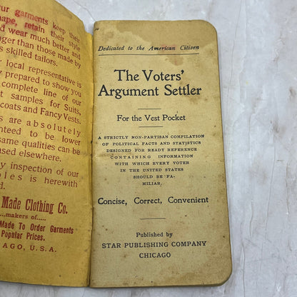 1908 Voters' Argument Settler for the Vest Pocket Booklet TG8-VV