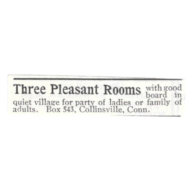Three Pleasant Rooms for Board Collinsville CT 1903 Magazine Ad AF7-SS3