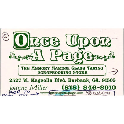 Joanne Miller Once Upon a Page Scrapbooking Burbank Vintage Business Card SC9-B9