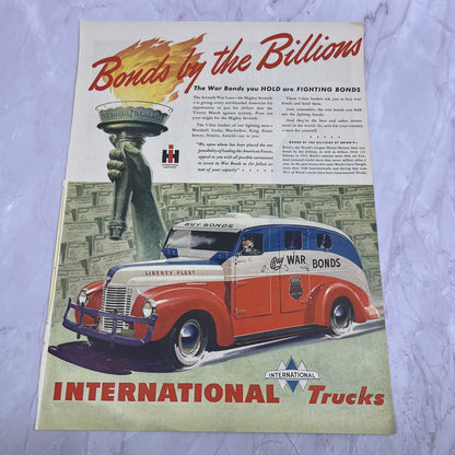 WWII International Harvester Trucks IH War Bonds 1945 Life Magazine Ad V14-1