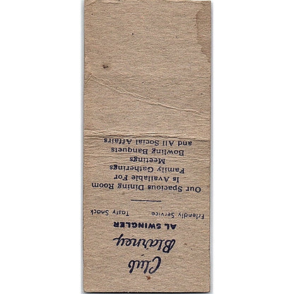 Club Blarney Al Swinger 6500 S. Ashland Ave Chicago Vtg Matchbook Cover MM11-9
