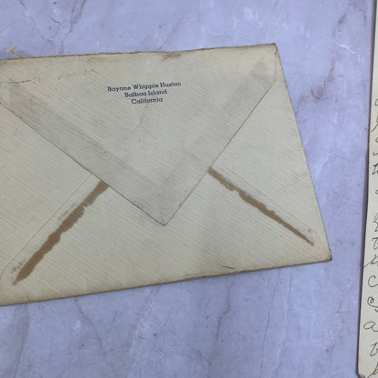 1935 Bayone Whipple Huston Balboa Island CA Letter to Lucille Dix Maune Ai5-PCL