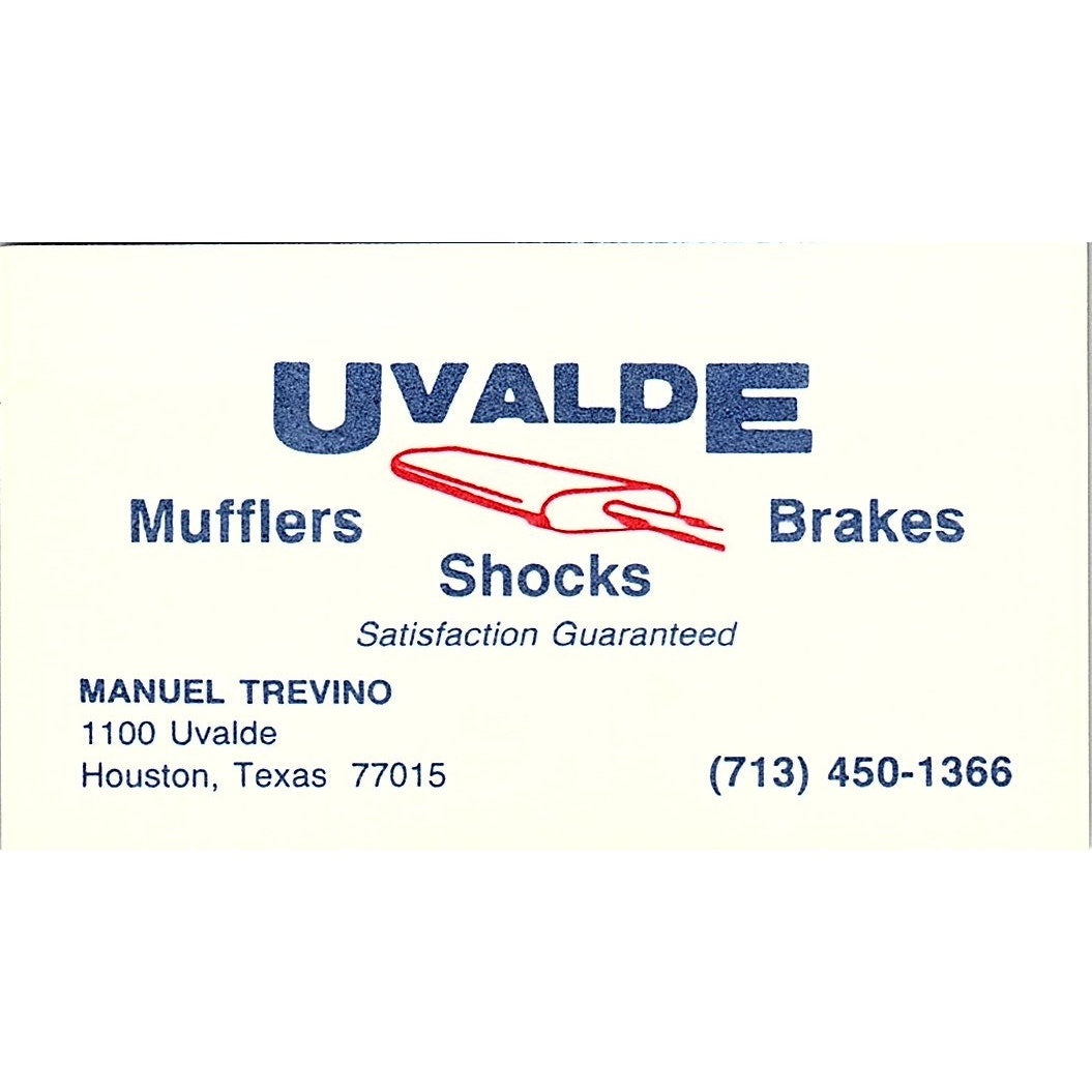 Manuel Trevino Uvalde Mufflers Shocks Brakes Houston Vtg Business Card SE3-B14