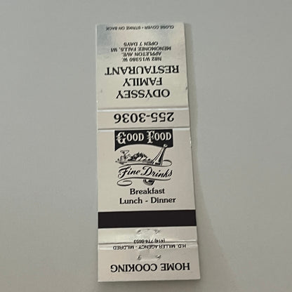 Odyssey Family Restaurant Menomonee Falls WI Matchbook Cover TB6-MB2-4