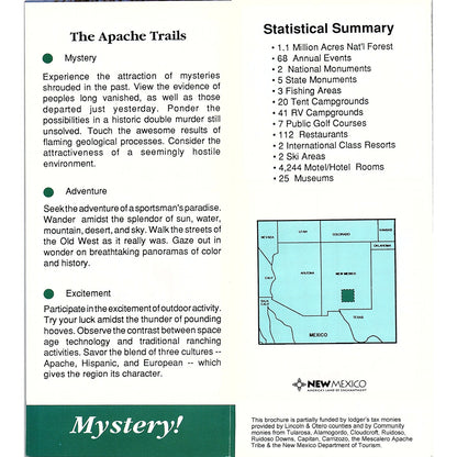 Apache Trails New Mexico Vintage Fold Out Travel Brochure TH2-TB1