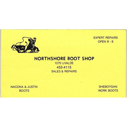 Northshore Boot Shop Nacona & Justin Boots Uvalde Vintage Business Card SB4-B7