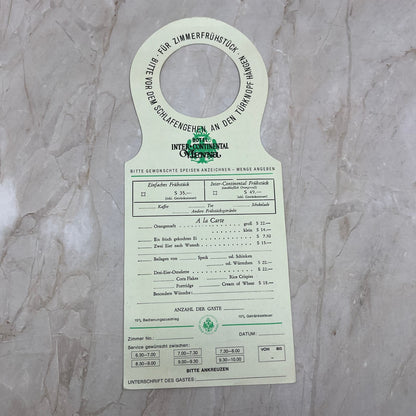Vintage Hotel Intercontinental Vienna Door Hang Tag AE4