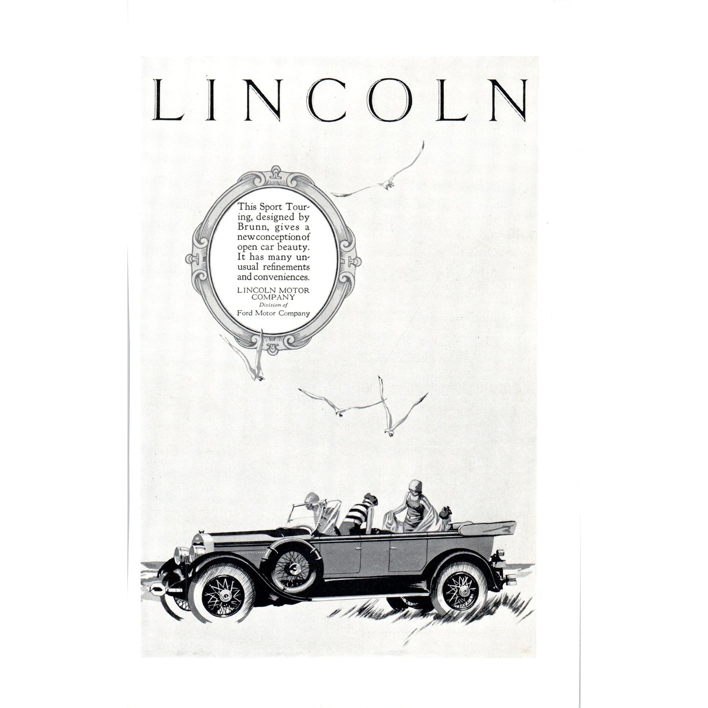 Lincoln Sport Touring Brunn Automobile Car - Vintage Magazine Ad D20