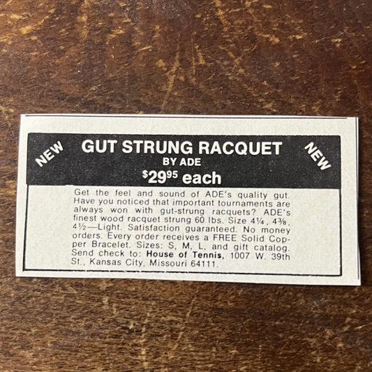 Gut Strung Racquet House of Tennis Kansas City MO 1977 Ad AF3-Q3