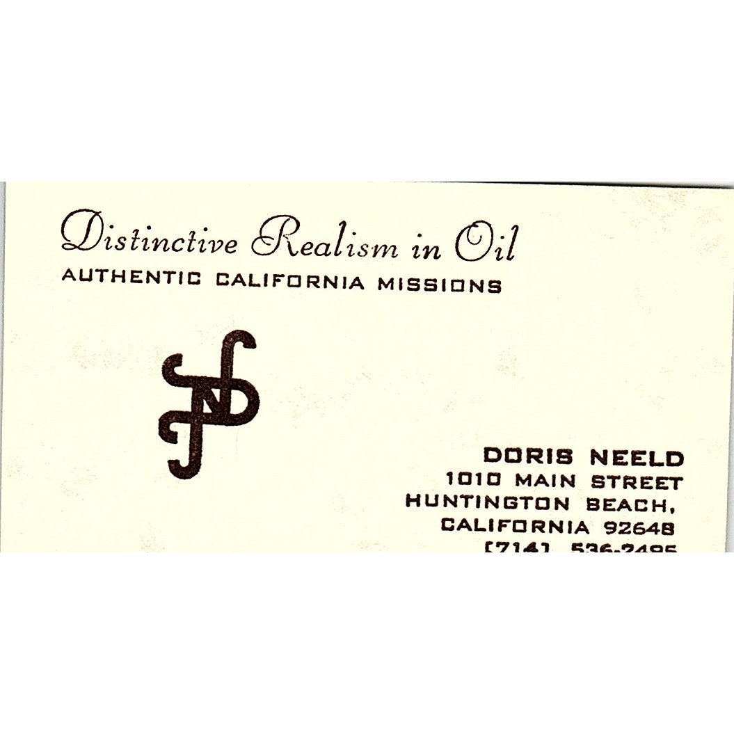 Doris Neeld Oil Painting Artist Huntington Beach Vintage Business Card SE3-B12