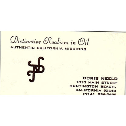 Doris Neeld Oil Painting Artist Huntington Beach Vintage Business Card SE3-B12