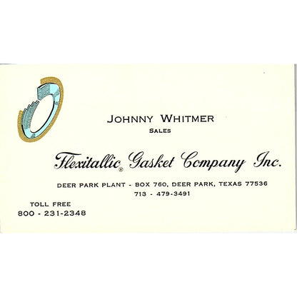 Flexitallic Gasket Co Johnny Whitmer Deer Park TX Vintage Business Card SB4-B4