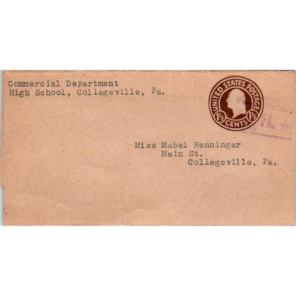 Collegeville PA High School Mabel Renninger Postal Cover Ai5-PCL
