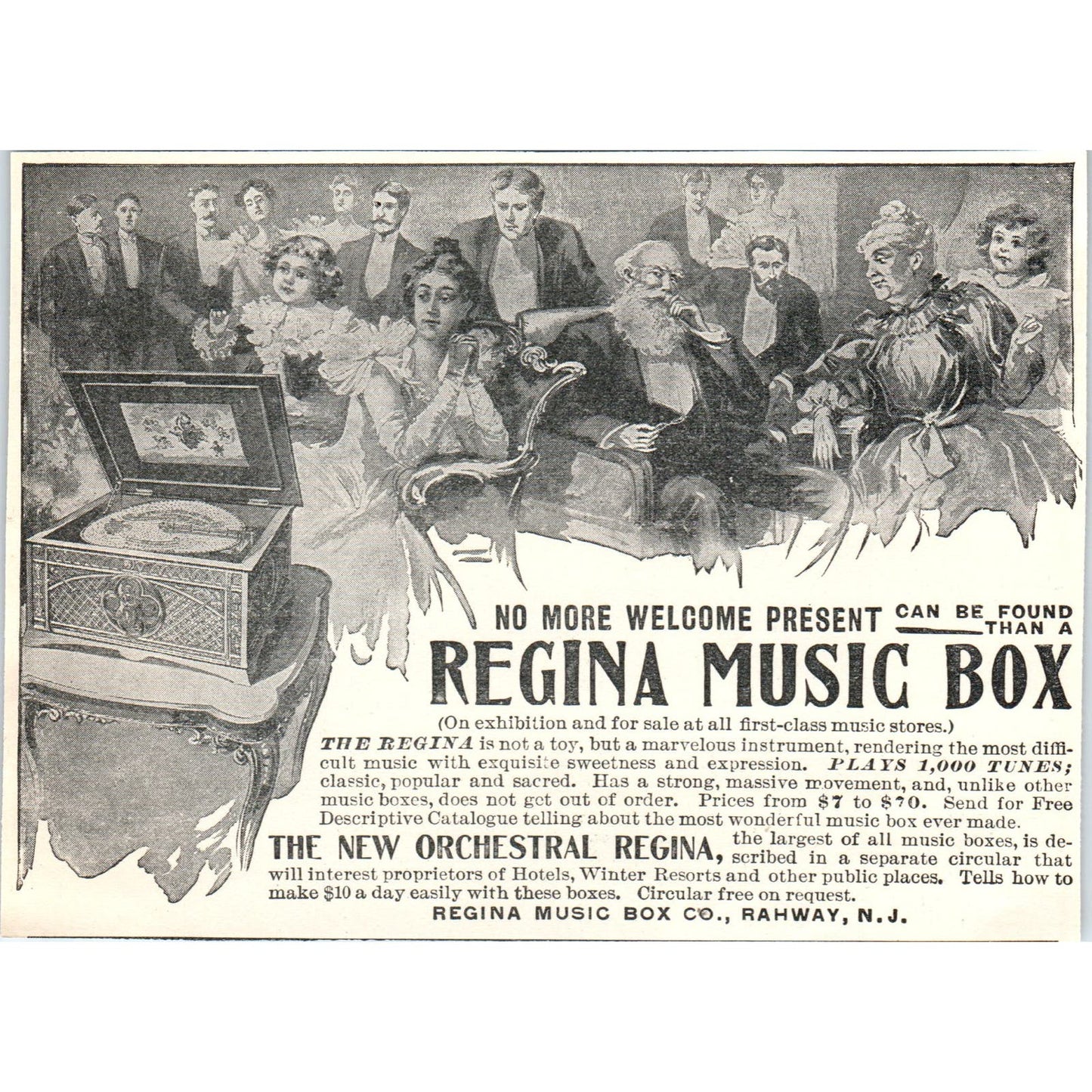 Regina Music Box Co Rahway NJ 1897 Victorian Ad AE9-TS3