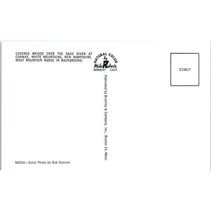 Saco River Conway White Mountains NH Vintage Covered Bridge Postcard PC13