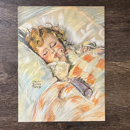 Vintage Maud Tousey Fangel "Sleeping Angel" Litho Marion Mfg Art Print 9x12 V4