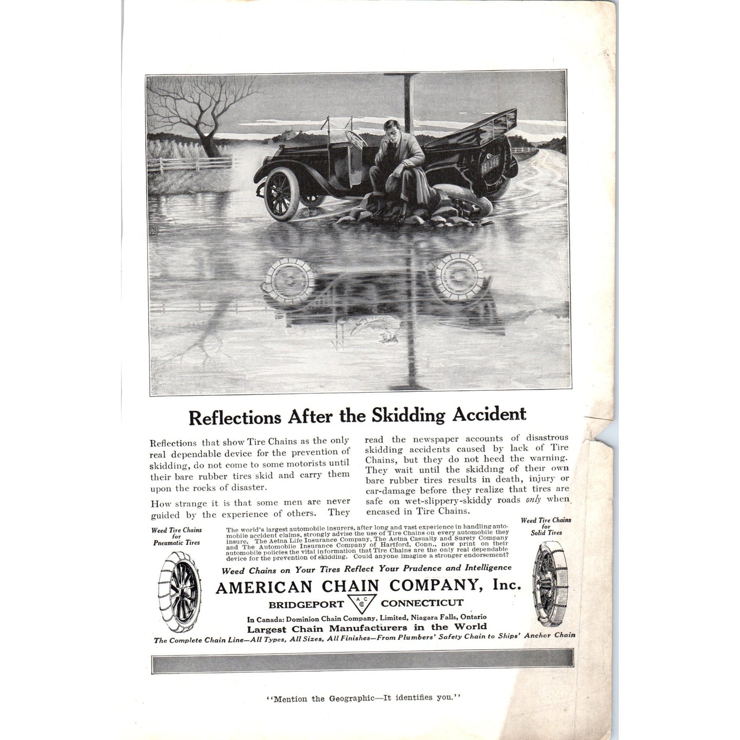 American Chain Company Tire Chains for Winter Weather - Vintage Magazine Ad D18