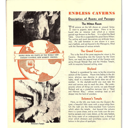 c1925 Endless Caverns New Market VA Vintage Fold Out Travel Brochure TH2-TB2