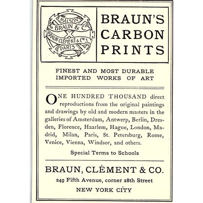 Braun's Carbon Prints Braun, Clement & Co New York - 1904 Ad AF5-2