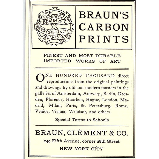 Braun's Carbon Prints Braun, Clement & Co New York - 1904 Ad AF5-2
