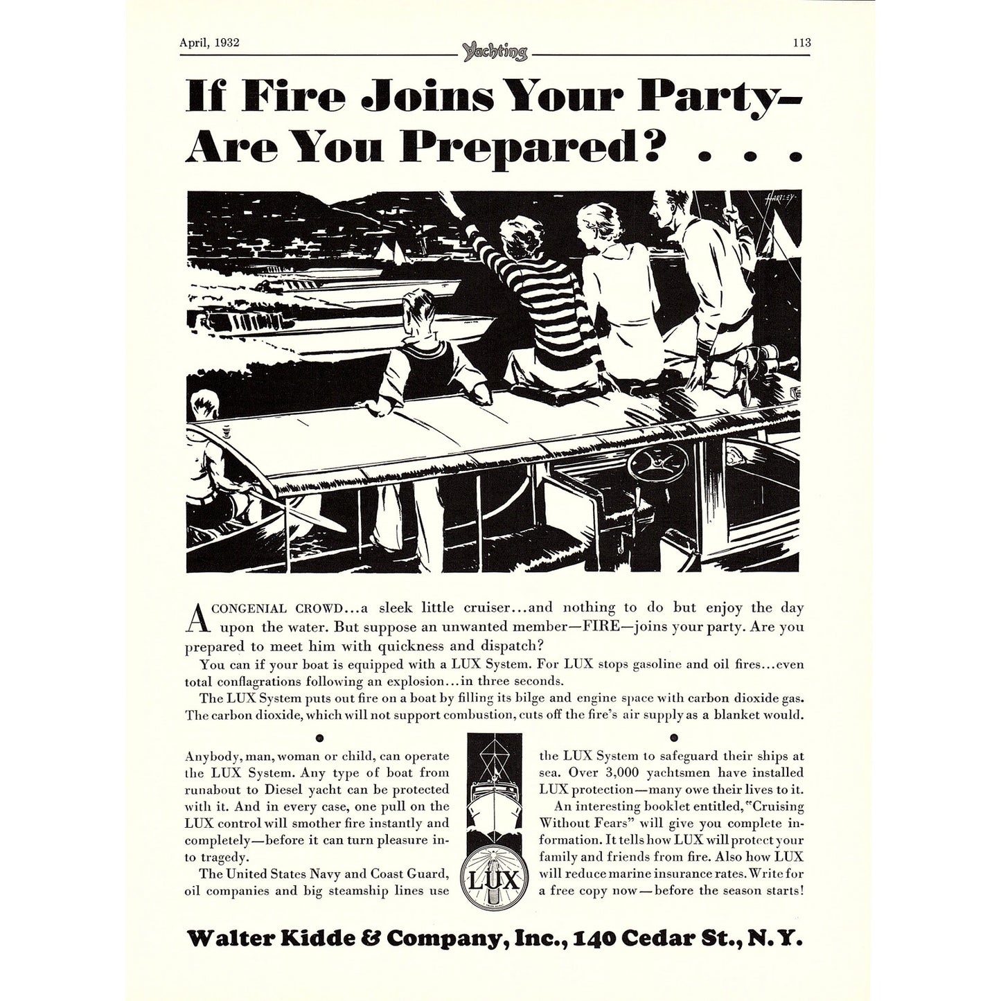 Lux Yacht System Walter Kidde & Company Inc New York 1932 Ad V1-4
