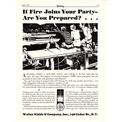 Lux Yacht System Walter Kidde & Company Inc New York 1932 Ad V1-4
