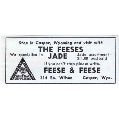 Feese & Feese Mineral Suppliers Casper Wyoming 1964 Magazine Ad AK6-S9