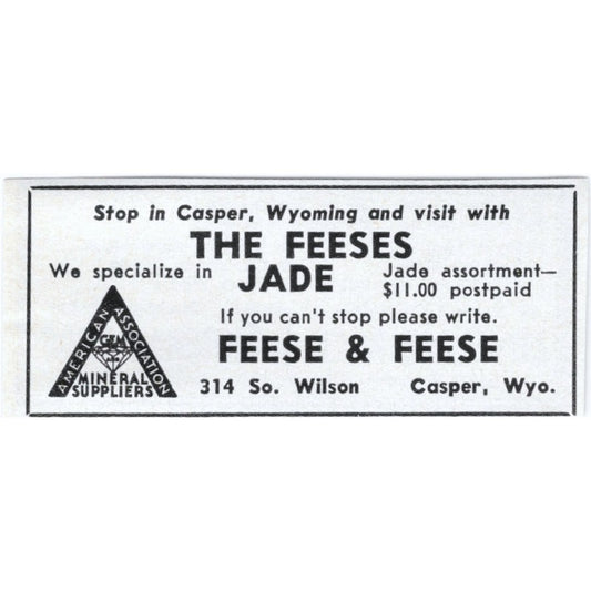 Feese & Feese Mineral Suppliers Casper Wyoming 1964 Magazine Ad AK6-S9