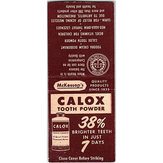 Calox Tooth Powder Vintage Matchbook Cover SC7-Y10