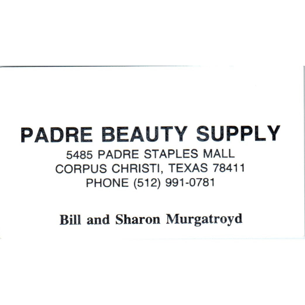 Padre Beauty Supply Bill Murgatroyd Corpus Christi Sherman Business Card SE3-B2