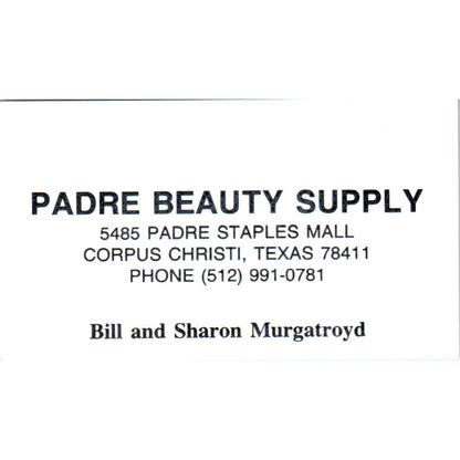 Padre Beauty Supply Bill Murgatroyd Corpus Christi Sherman Business Card SE3-B2
