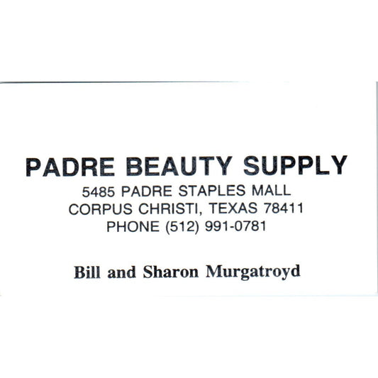 Padre Beauty Supply Bill Murgatroyd Corpus Christi Sherman Business Card SE3-B2
