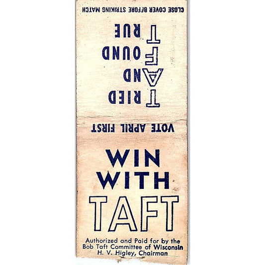 Win With Taft Bob Taft Political WI Vintage Matchbook Cover SC7-Y8