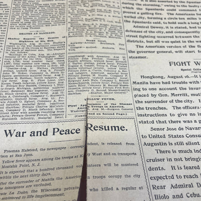 1898 St. Paul Pioneer Press Front Page Spanish American War Fight at Manila D23