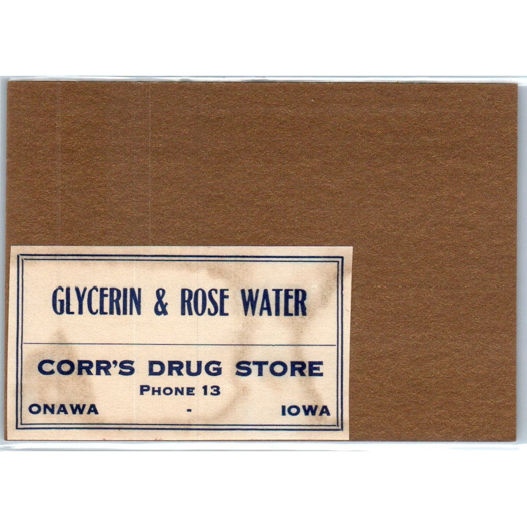 Corr's Drug Store Rose Water Onawa Iowa Antique Apothecary Label TH2-AL