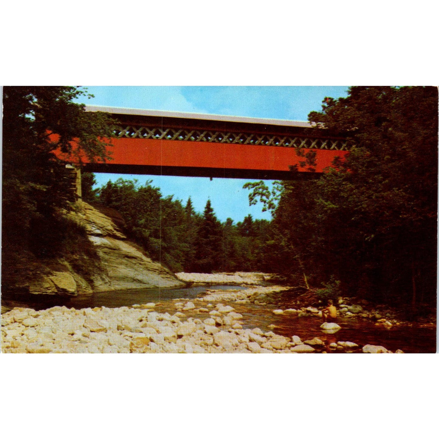 Chiselville Bridge Roaring Ranch Vermont Covered Bridge Postcard PB11