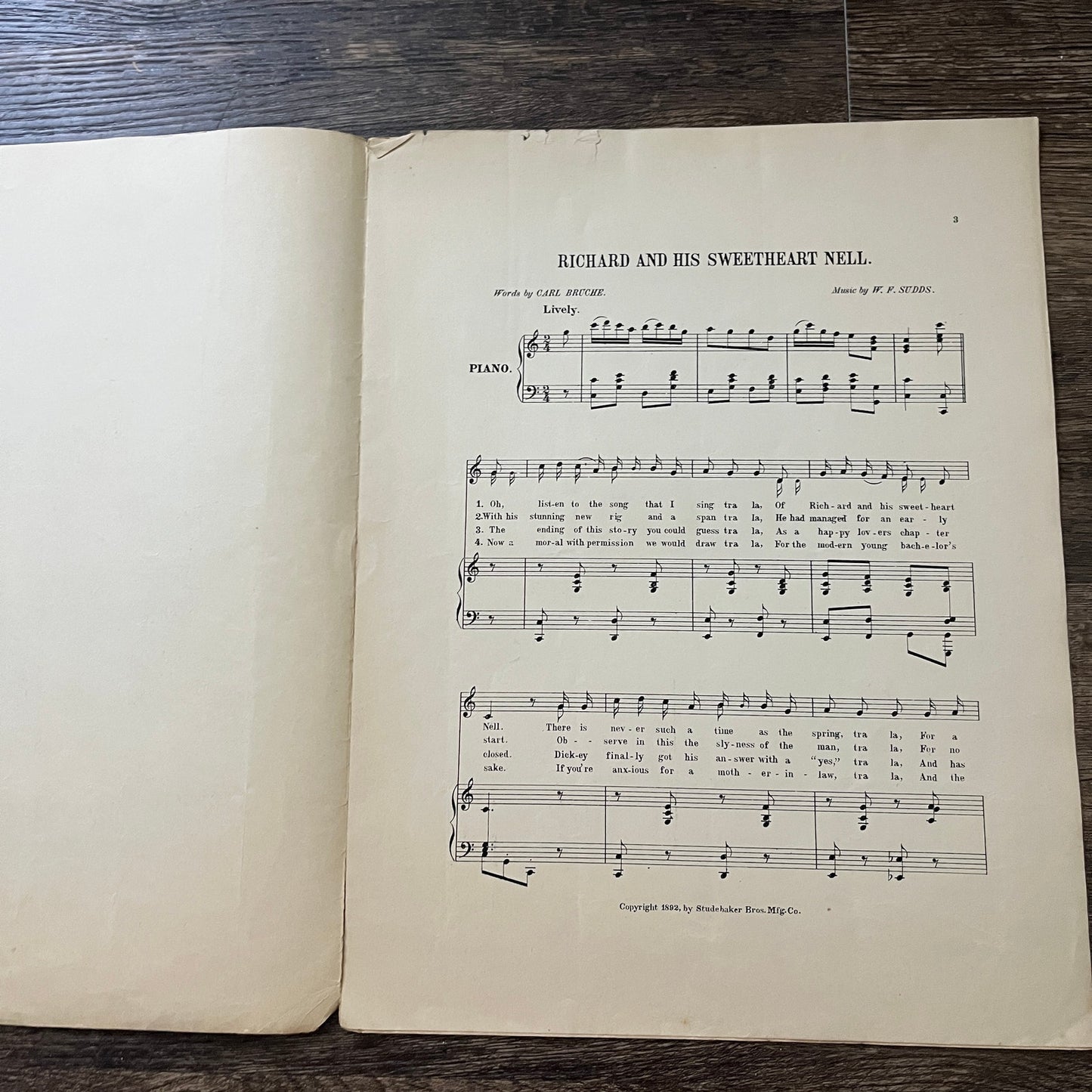 Richard and His Sweetheart Nell Carl Bruche W.F. Sudds 1892 Sheet Music V33-4