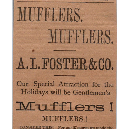 A.L. Foster & Co Mufflers 1886 Hartford CT Victorian Ad AB8-HT1