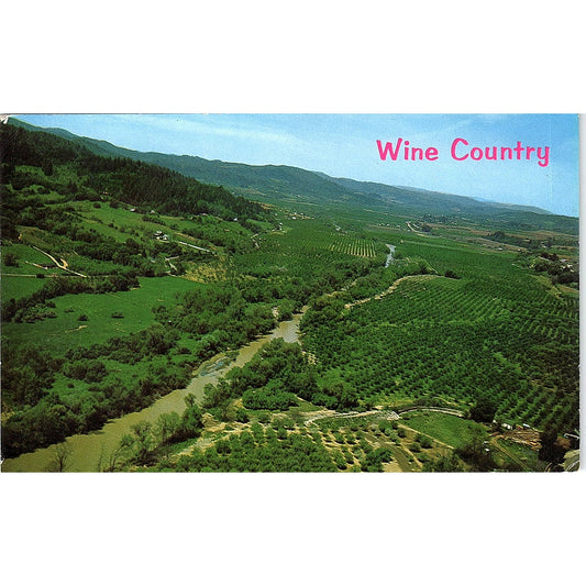Aerial View of Redwood Highway Vineyards Color by Mike Roberts Vtg Postcard PE1