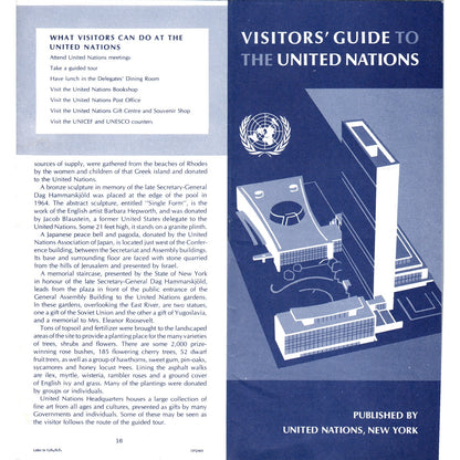 1960s Visitor's Guide to the United Nations New York Travel Brochure TF4-BA