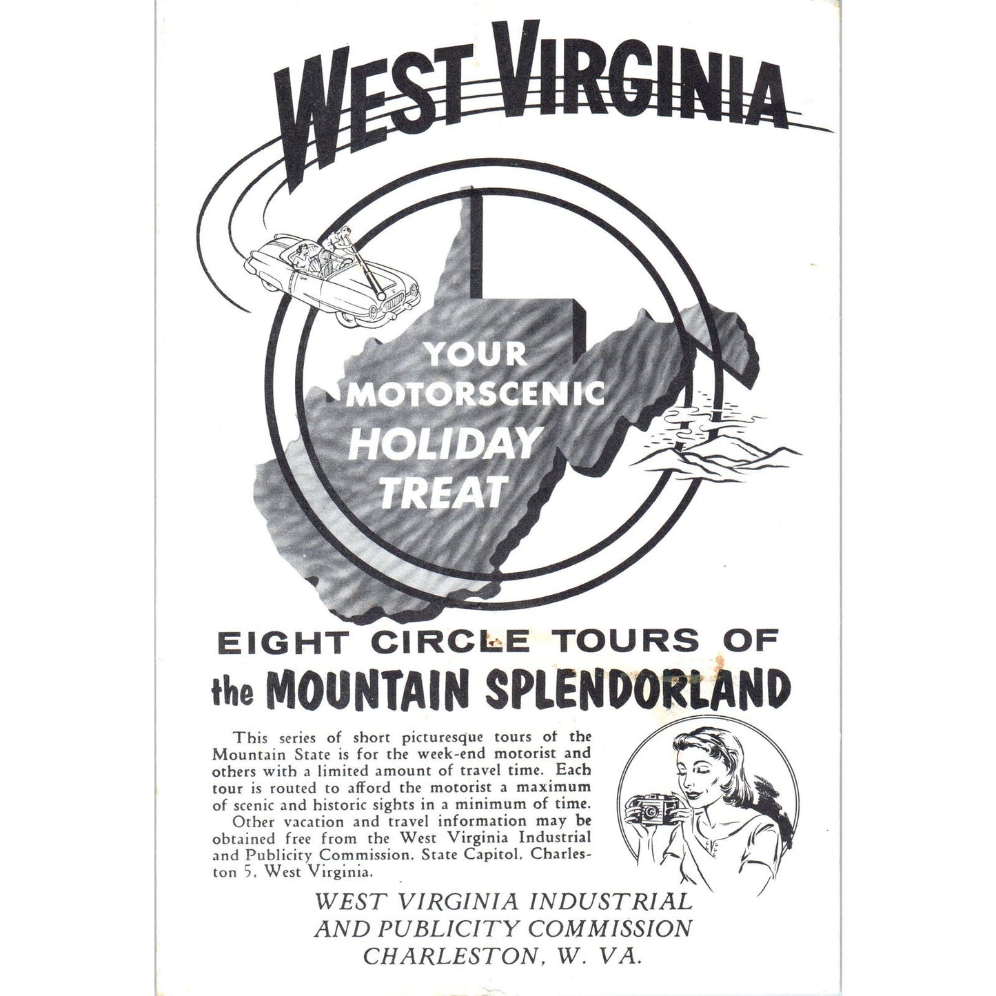 1950s West Virginia Circle Tours of Mountain Splendorland Travel Brochure AE8