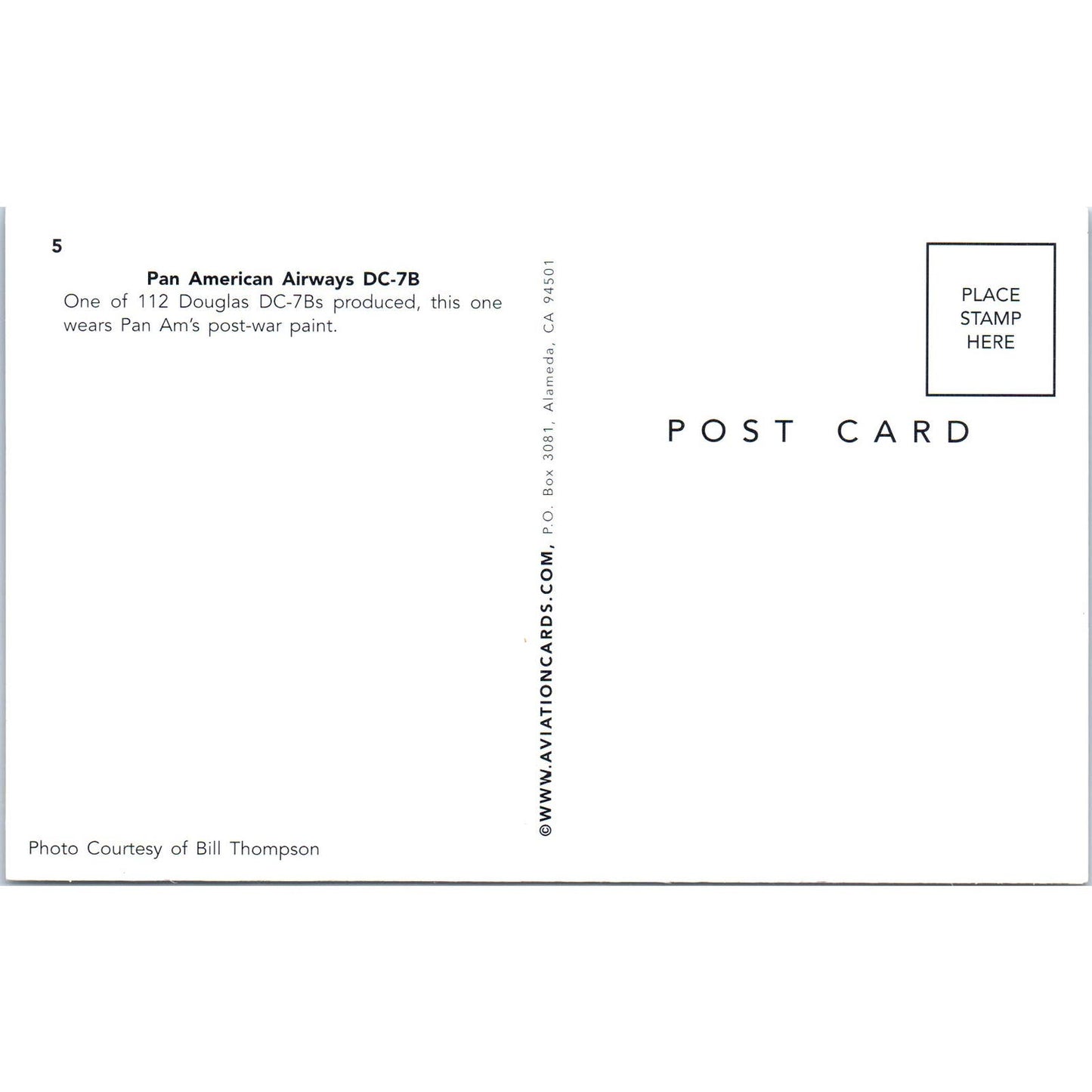 Pan American Airways DC-7B Vintage Postcard PC18