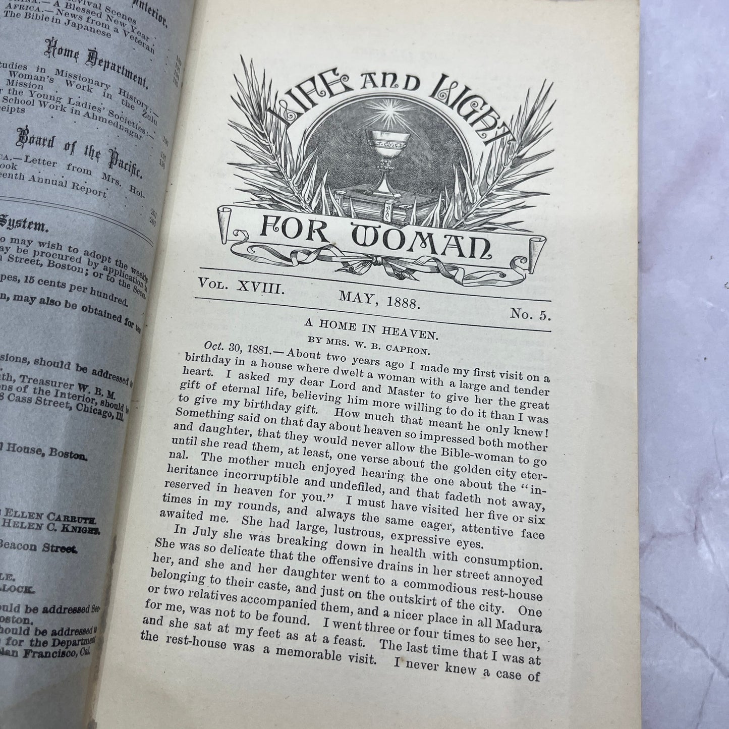 A Home in Heaven W.B. Capron 1889 May Life & Light for Women Magazine TH2-BO1