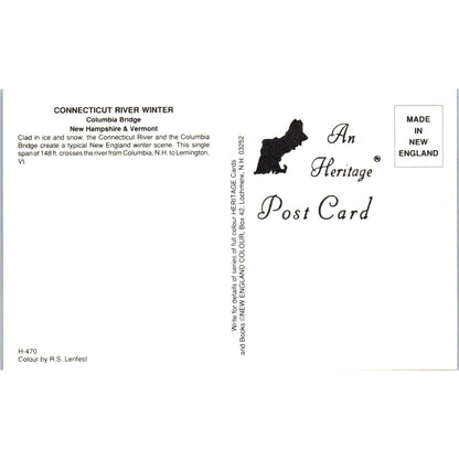 Connecticut River Winter Columbia Bridge NH VT Covered Bridge Postcard PC5