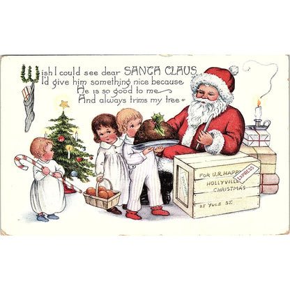 Santa Christmas Whitney Made Worcester MA Embossed Antique Postcard PE1