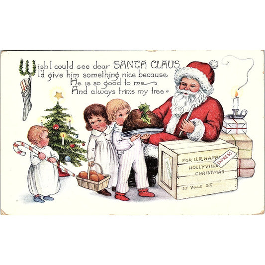 Santa Christmas Whitney Made Worcester MA Embossed Antique Postcard PE1