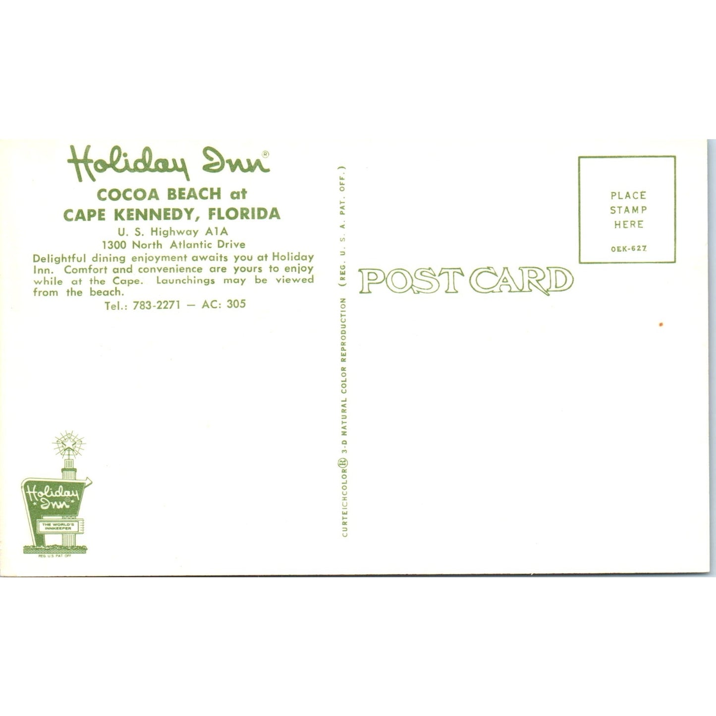 Holiday Inn Cocoa Beach Cape Kennedy Florida Vintage Postcard PE4