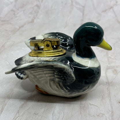 Vintage Mallard Duck Porcelain and Brass Table Lighter TL30