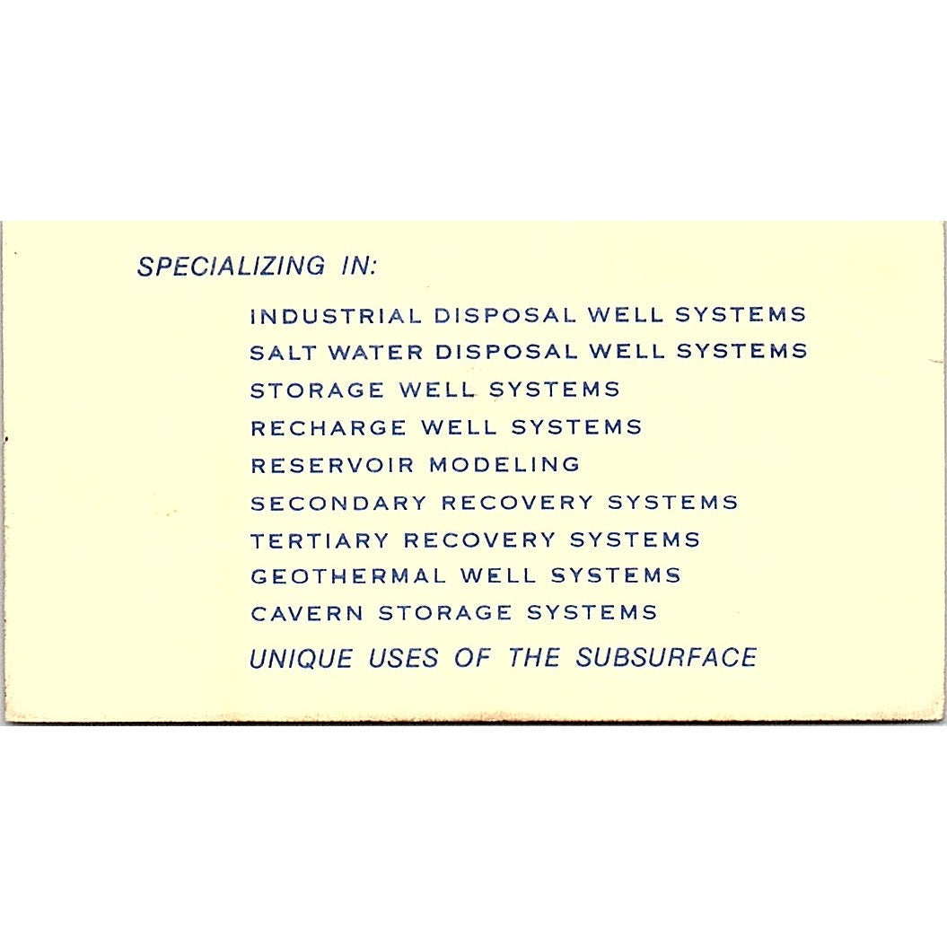 Subsurface Disposal Corp Aaron Athavaley Bellaire Texas Business Card SF3-B5