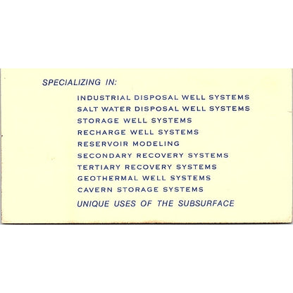 Subsurface Disposal Corp Aaron Athavaley Bellaire Texas Business Card SF3-B5